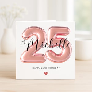Cartão de 25º aniversário para mulher, cartão de 25º aniversário para melhor amiga, cartão de 25º aniversário para ela, cartão de 25º aniversário para sobrinha, filha