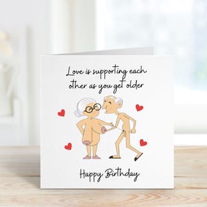 Carte d'anniversaire drôle et grossière, se soutenir mutuellement, carte d'anniversaire personnalisée, carte de jeu de mots, carte de voeux pour lui, pour elle, mari, femme