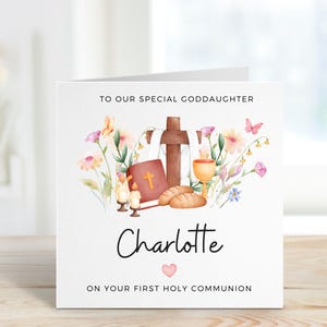 First Holy Communion Card Handmade Personalised for Girls Granddaughter Daughter Niece Sister Personalise Holy communion gifts for girls