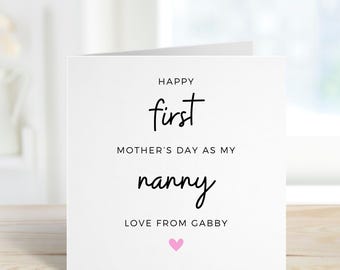Nanny 1e Moederdagkaart, Moederdagkaarten voor oma, voor oppas, eerste Moederdag als mijn oppas, gelukkige 1e Moederdag als mijn oppas