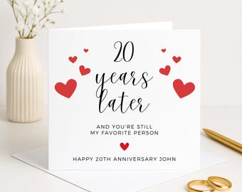 Tarjeta del 20.º aniversario, persona favorita, hito romántico