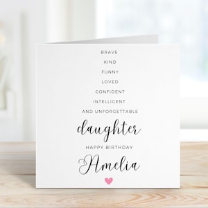 Personalisierte Tochter Geburtstagskarte, spezielles Geburtstagsgeschenk für Tochter, benutzerdefinierte Tochterkarte, alles Gute zum Geburtstag, Tochter, mutige Tochter