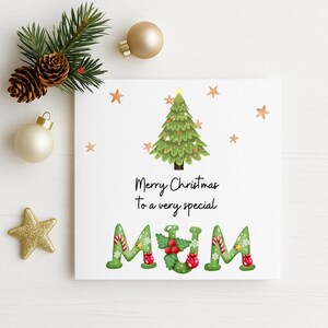 Moeder kerstkaart, kerstcadeau, bonus moeder kerstkaart, voor een heel speciale moeder, kerstboom kerstkaart, moeder kerstaandenken