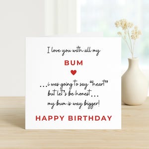 Cartão de aniversário engraçado, Eu te amo com toda a minha bunda, Cartão de aniversário para namorado, Namorada, Marido, Amigo, Mãe, Esposa, Cartão de aniversário divertido