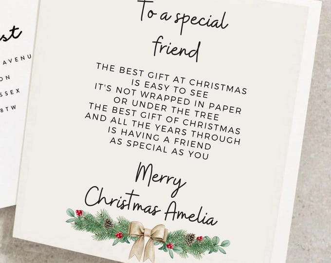 Friend Christmas Card, Best Friend Christmas Card, for Special Friends ...