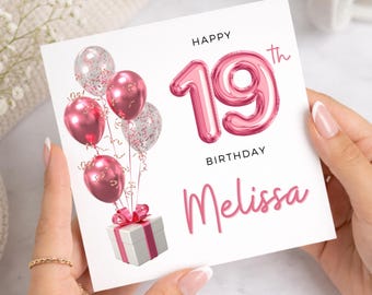 19e verjaardagskaart voor haar, negentiende verjaardagskaart voor dochter, zus, vriend, nichtje