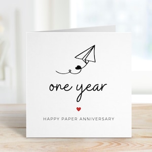 Papieren jubileumkaart, 1e verjaardagskaart voor man of vrouw, eenjarige jubileumkaart voor vriend of vriendin, eerste bruiloft