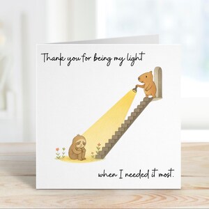 Merci d'avoir été ma lumière au moment où j'en avais le plus besoin, carte de remerciement, merci à un ami, un ami incroyable, carte d'ami, merci de votre aide