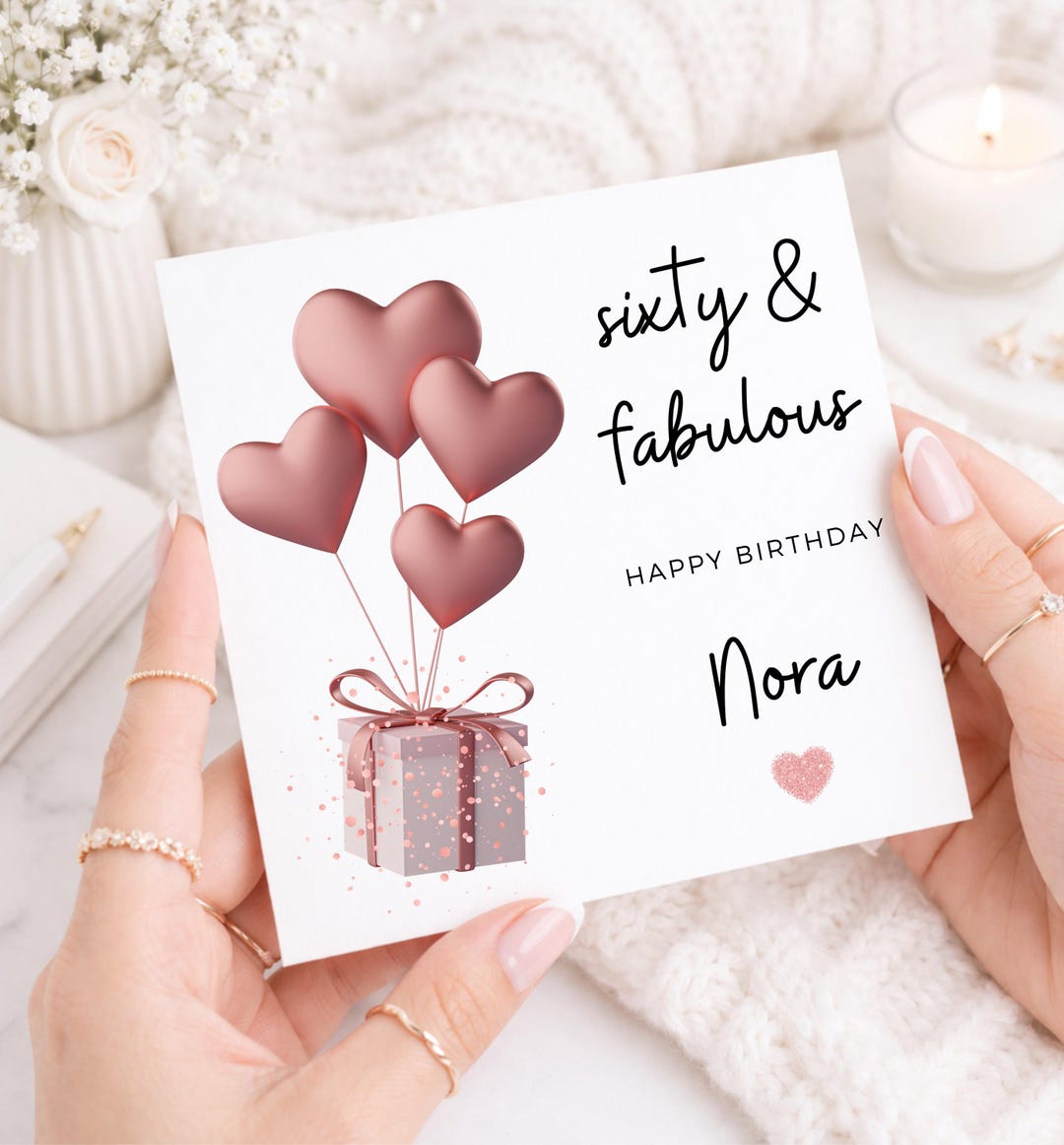 60th Birthday Card for Her, Personalised Sixty and Fabulous Card ...