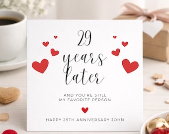 29th Anniversary Card, Romantic Gift for Husband, Wife, Partner