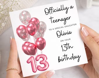 13th Birthday Card For Granddaughter, Daughter Or Niece, 13th Birthday Card For Girl, Teen Girl Birthday Gift