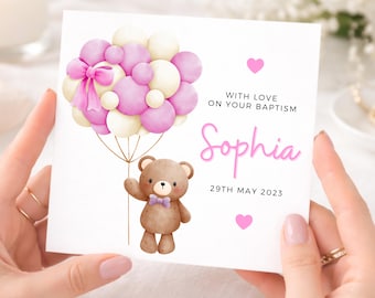 Baptism Card for Girl, Goddaughter Baptism Card, Granddaughter Christening Card, Baptism Gift for Baby Girl, Niece Baptism Card
