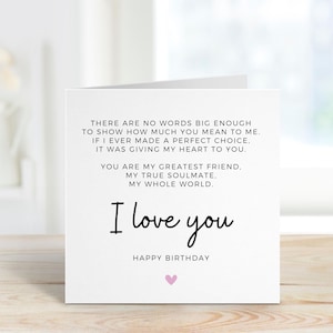 Carte d'anniversaire romantique pour petit ami, mari ou partenaire, carte d'anniversaire poème pour lui de la part d'une petite amie, carte d'amour doux