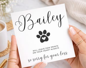 Paw Prints On Your Heart Always, Pet Loss Card, Loss Of Dog Card, Dog Sympathy Cardm Pet Sympathy Card, Dog Loss Card, Dog Bereavement Card