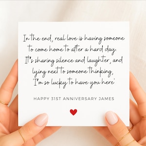 Real Love Is Coming Home, Emotional Anniversary Card For Him, Deep Love Quote Card, 31st Wedding Anniversary Card For Husband