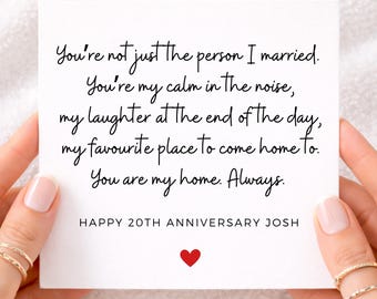 You Are My Home, 20th Anniversary Card, Card for Husband, Wife, 20 Years Together, 20th Anniversary Card For Husband Or Wife
