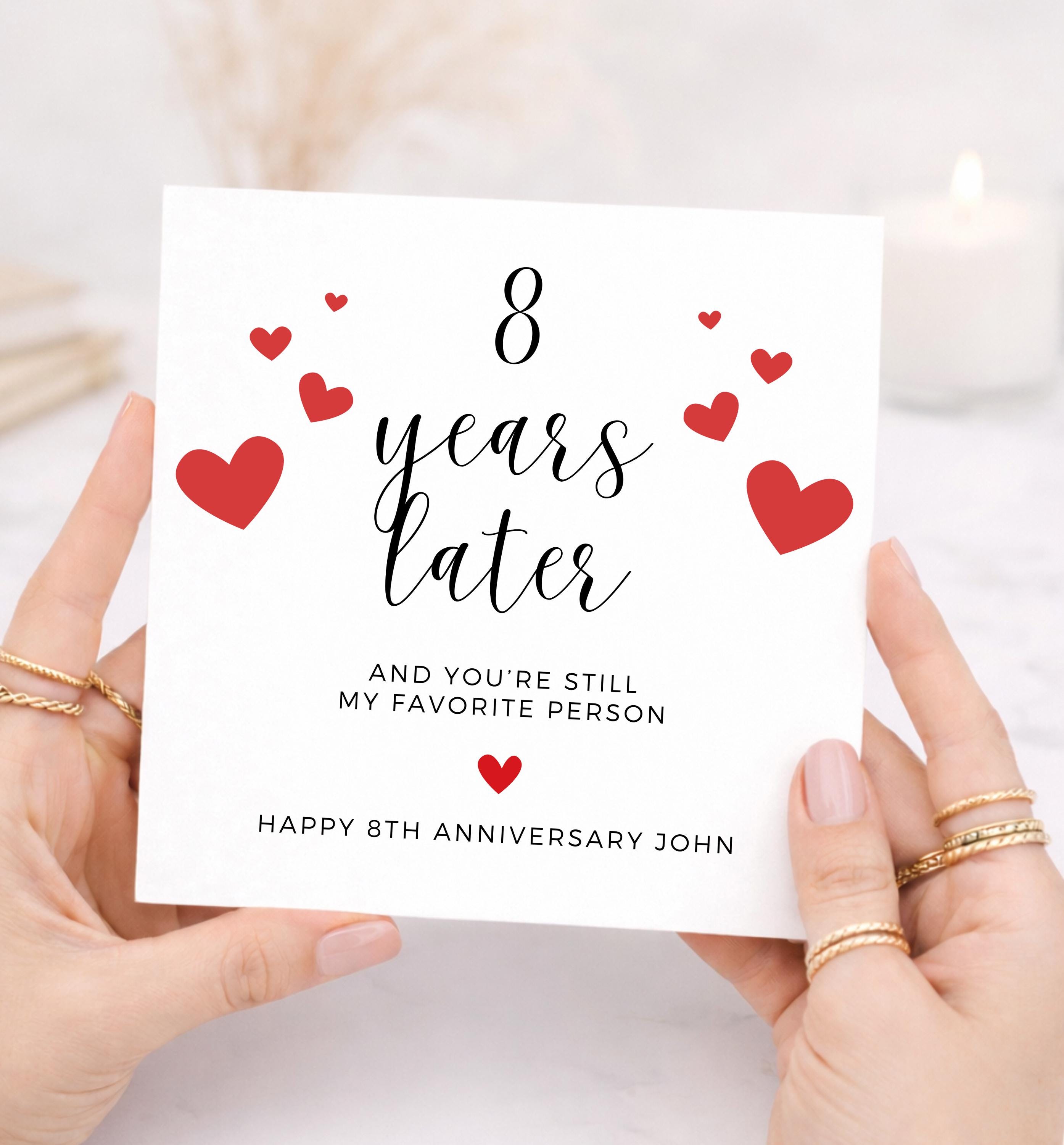 8th Anniversary Card, Eight Years Later, Personalized Anniversary