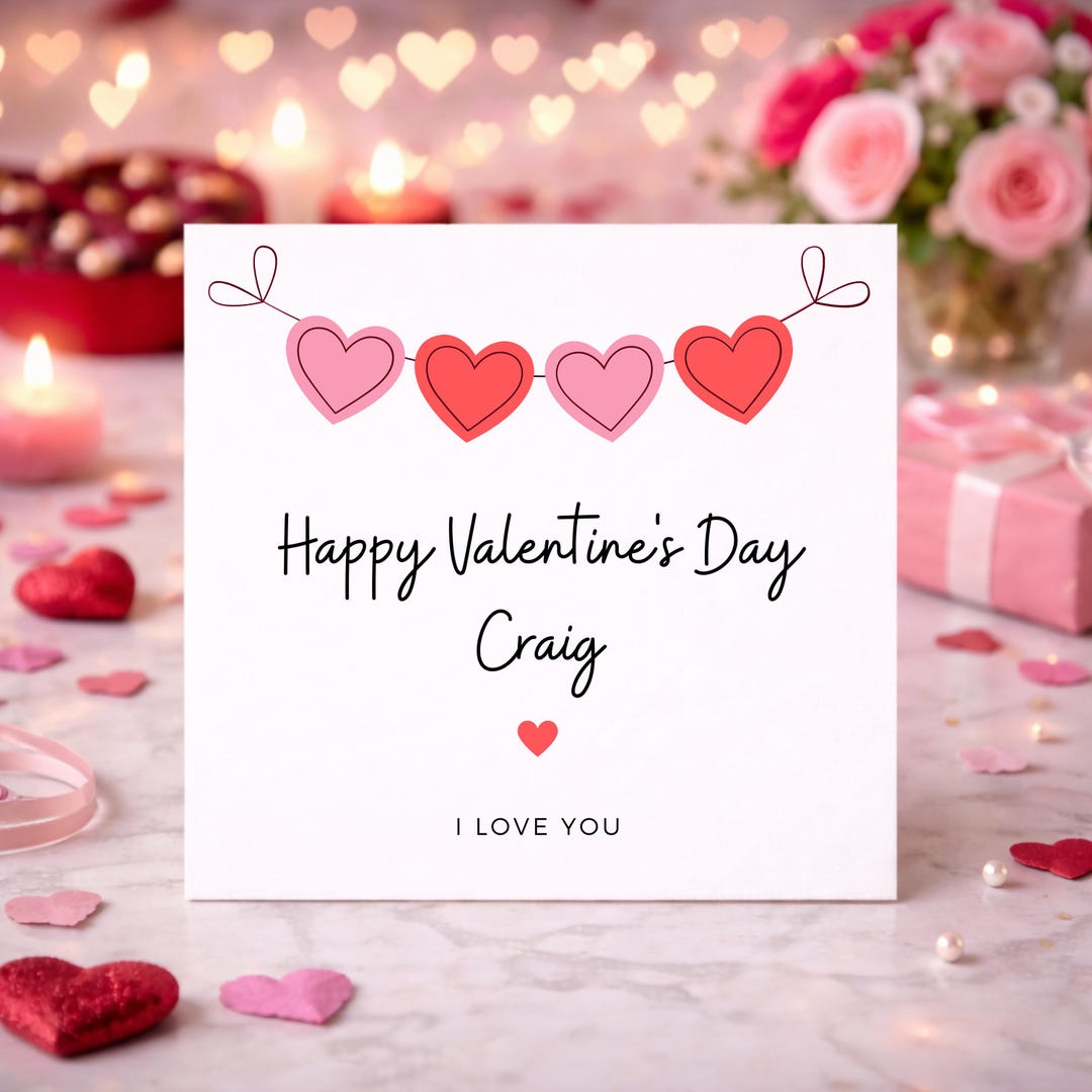 Personalized Valentine's Day Card, Custom Heart Design, for Him or Her ...