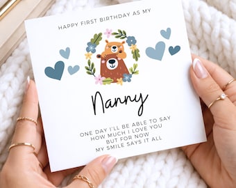 1st Birthday As My Nanny Card, Personalised Poem Birthday Card For Nanny, 1st Birthday As An Nanny Card, Nanny Birthday Gift, From Baby Boy