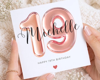 19. Geburtstagskarte für Mädchen, Tochter 19. Geburtstag, neunzehnter Geburtstagskarte für Sie, Nichte, Enkelin
