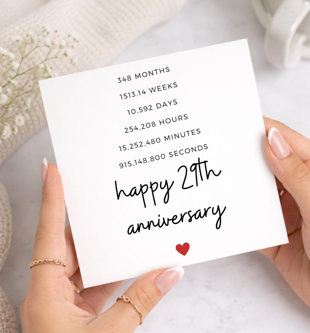29th Anniversary, 29 Years Together Card, Time Count Card - Etsy