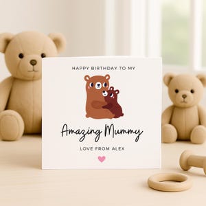 Geburtstagskarte für Mama vom Tochterkind, süße Bärenmutterkarte für sie, süße Geburtstagskarte vom Kind, schönes Geschenk für tolle Mama