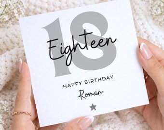 Personalised 18th Birthday Card for Him, Custom Name 18 Card, Eighteen Birthday Card, Son, Grandson, Brother, Nephew