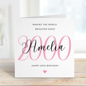 Rendiamo il mondo più luminoso dal 2000, biglietto di auguri per il 25° compleanno per donna, biglietto di auguri per il 25° compleanno per amica, biglietto di auguri per il 25° compleanno per sorella e figlia