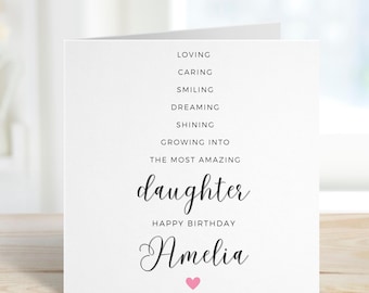 Carte d'anniversaire fille pour elle, carte d'anniversaire fille spéciale, cadeau d'anniversaire pour fille, cadeau d'anniversaire fille, de la part de maman et papa