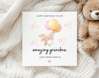 Carte d'anniversaire grand-mère, carte d'anniversaire personnalisée pour grand-mère, carte d'anniversaire spéciale nounou, cadeau d'anniversaire de grand-mère, pour elle, jolie carte grand-mère