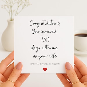 Cartão engraçado de 2º aniversário para marido, cartão de aniversário de algodão para ele, cartão personalizado de 2 anos de casamento da esposa