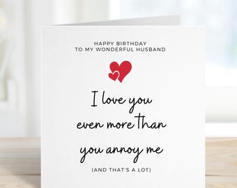 Carte d'anniversaire drôle pour mari, carte d'anniversaire pour mari, cadeau d'anniversaire pour mari, carte amusante pour mari, carte d'anniversaire pour lui, cadeau mari
