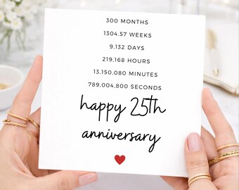 Carte personnalisée pour le 25e anniversaire de mariage (mari, femme), 25 ans ensemble.