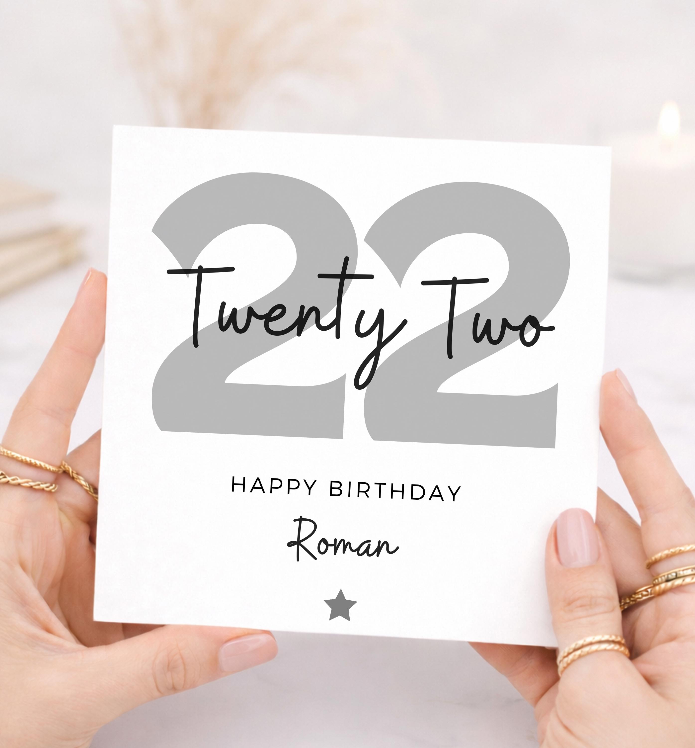 Personalised 22nd Birthday Card for Him, 22nd Birthday Card for Son