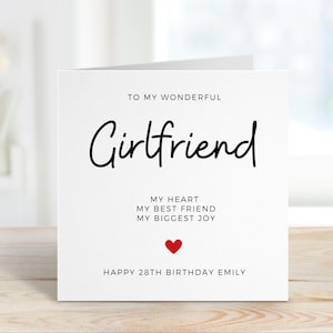 Tarjeta de cumpleaños para novia, tarjeta personalizada para ella, linda tarjeta de novio, tarjeta romántica con mensaje personalizado, tarjeta para novia