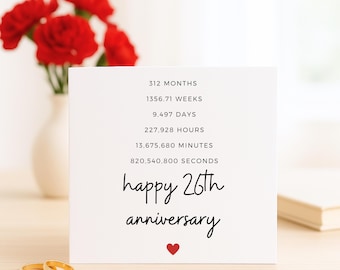 TANWIH Karte Zum 26. Hochzeitstag – Gravierte Metallkarte Für Die Frau, Brieftaschenformat, Romantisch