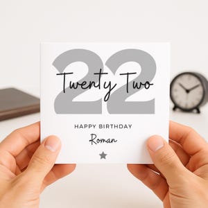 Biglietto di auguri personalizzato per il 22° compleanno per lui, biglietto di auguri per il 22° compleanno per figlio, amico o nipote, ventiduesimo compleanno, biglietto di auguri per il 22° compleanno per figlioccio