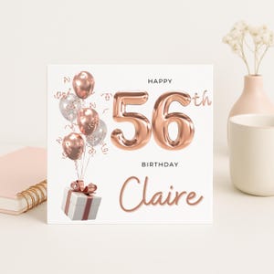56e verjaardagskaart voor vrouwen, 56e verjaardagscadeau voor vriend, gepersonaliseerde 56e, 56e verjaardagskaart voor zus, 56e verjaardagskaart voor tante