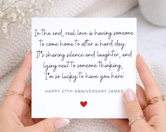 Personalized 27th Anniversary Card - 'Real Love' Quote