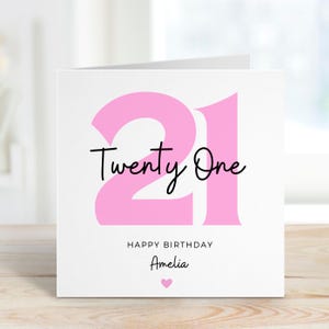 Cartão de aniversário de 21 anos personalizado para ela, cartão de aniversário de 21 anos para filha, presente de aniversário para mulher, cartão de aniversário de 21 anos para sobrinha, amiga