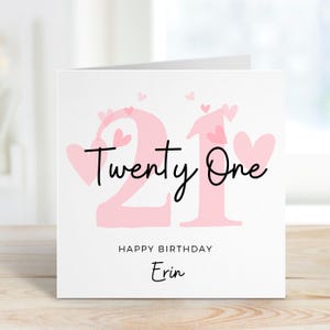 Carte de 21e anniversaire pour petite amie, carte de 21e anniversaire pour fille, cadeau de 21e anniversaire pour elle, carte de 21e anniversaire pour elle, soeur, amie
