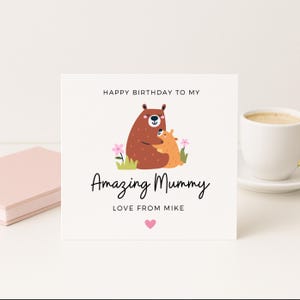 Alles Gute zum Geburtstagskarte vom Sohn, süße Bärenumarmungskarte für Mama, entzückende Mama-Geburtstagskarte, süße Karte vom kleinen Jungen, erstaunliche Mumienkarte