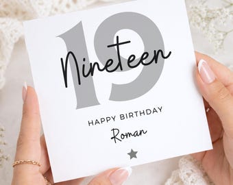 Personalisierte 19. Geburtstag, individuelle Namenskarte, Neunzehn