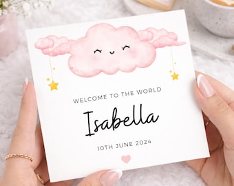Personligt kort för nyfödd flicka, present till babyflicka, kort för nyfödd flicka, välkomstkort för babyflicka, kort för nyanlända