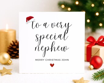 Christmas Card for Nephew, To a Very Special Nephew, Cute Christmas Card for Boy, Personalised Xmas Card for Nephew, Merry Christmas