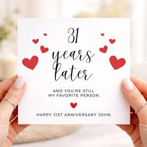 Biglietto d'auguri per il 31° anniversario, regalo di anniversario personalizzato per lui o per lei, 31 anni dopo