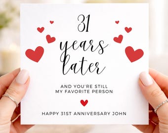 Tarjeta de 31º aniversario, regalo de aniversario personalizado para él o ella, 31 años después.