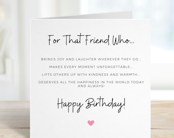 For That Friend Who, Birthday Card For Special Friend, Friend Birthday Gift, Birthday Cards For Friend, Lovely Friend, Friend Birthday Card