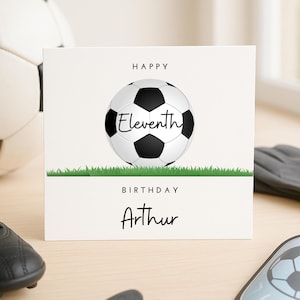 Fußball-Geburtstagskarte für Jungen, personalisierte Fußballkarte zum 11.Geburtstag, Sport-Thema Kindergeburtstagskarte, 11.Geburtstagskarte für Jungen