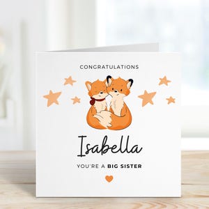 Kaart grote zus, gefeliciteerd, je bent nu een grote zus, je hebt een kleine zus-kaart, gepersonaliseerde kaart voor nieuwe broer, nieuwe kaart voor broer of zus